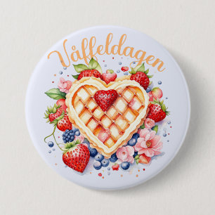Watercolor Waffle Day, Våffeldagen 3 Inch Round Button