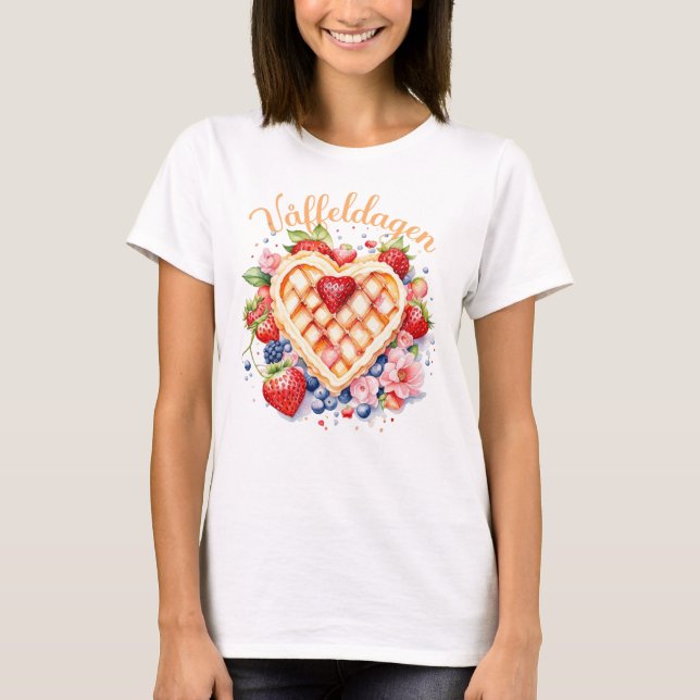 Watercolor Waffle Day, Våffeldagen T-Shirt (Front)