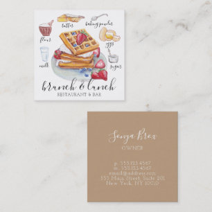 Watercolor Waffle logo restaurant Square Business Card