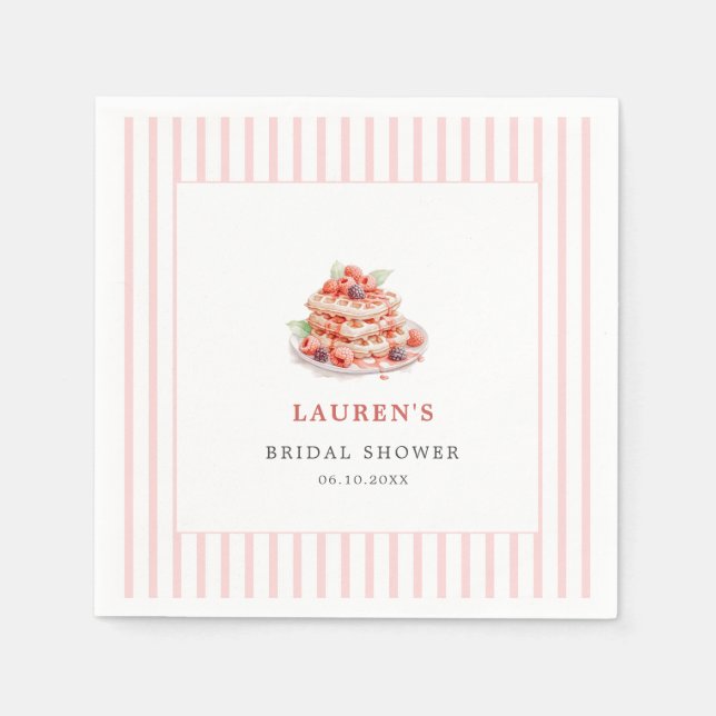 Watercolor Waffles and Berries Bridal Brunch Napkin (Front)