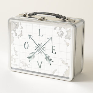Watercolor Wanderlust Adventure III Love Metal Lunch Box