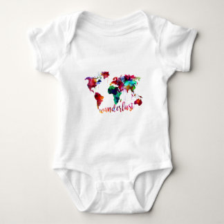 Watercolor Wanderlust World Map Baby Bodysuit