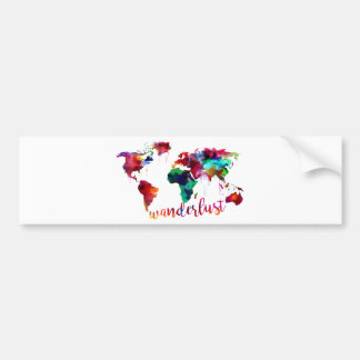 Watercolor Wanderlust World Map Bumper Sticker