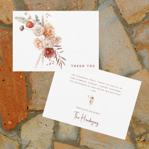 Watercolor Warm Tones Floral Bereavement Thank You