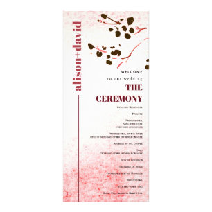Watercolor wash and branch Japandi wedding program
