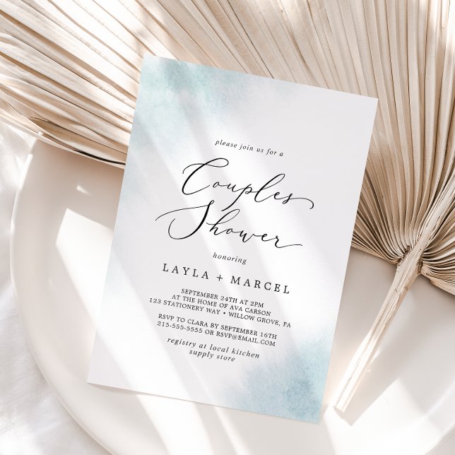 Watercolor Wash | Blue Couples Shower Invitation (Creator Uploaded)