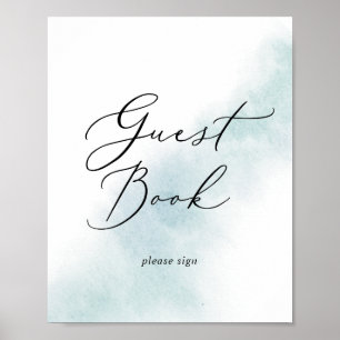 Watercolor Wash   Blue Guest Book Sign