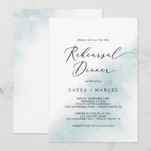 Watercolor Wash   Blue Rehearsal Dinner Invitation