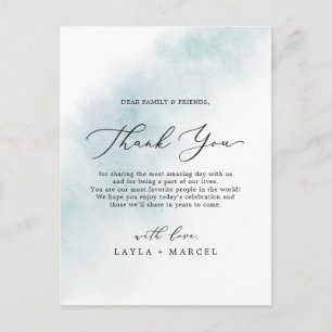 Watercolor Wash Blue Thank You Reception Card
