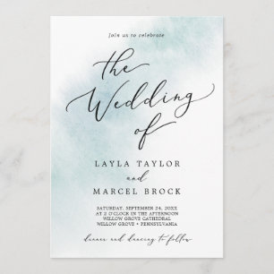 Watercolor Wash Blue The Wedding Of Invitation