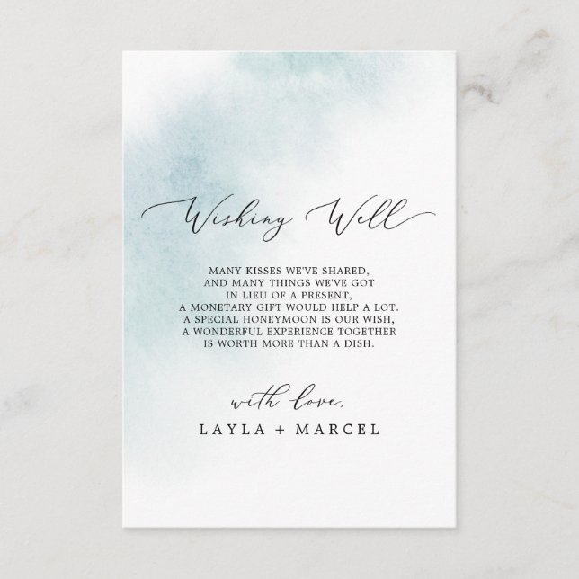 Watercolor Wash | Blue Wishing Well Card (Front)