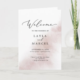 Watercolor Wash   Blush Folded Wedding Program