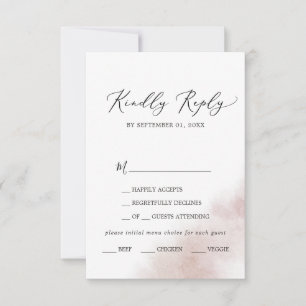 Watercolor Wash   Blush Menu Choice RSVP Card