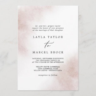 Watercolor Wash Blush Traditional Wedding Invitation