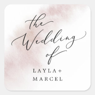 Watercolor Wash   Blush Wedding Envelope Seals
