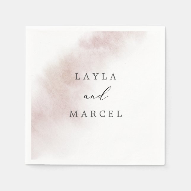 Watercolor Wash | Blush Wedding Napkin (Front)