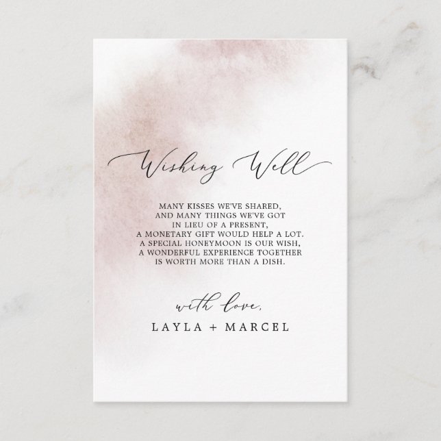 Watercolor Wash | Blush Wishing Well Card (Front)