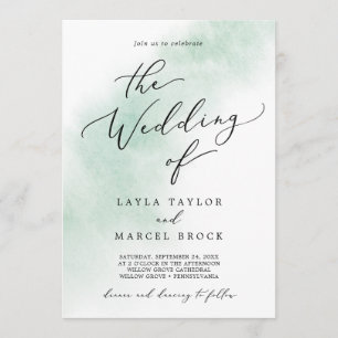 Watercolor Wash   Green The Wedding Of Invitation