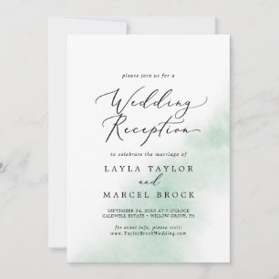 Watercolor Wash Green Wedding Reception Invitation