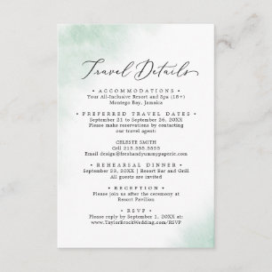 Watercolor Wash   Green Wedding Travel Details Enclosure Card