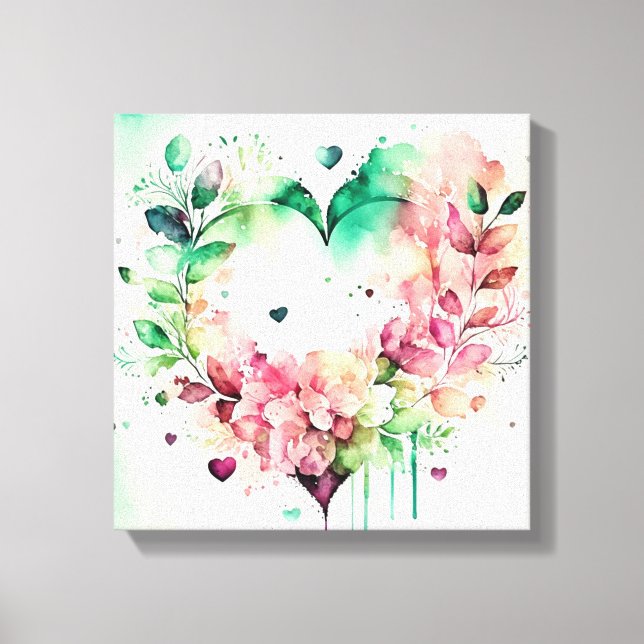 Watercolor Wash Heart # 3 Canvas Print (Front)