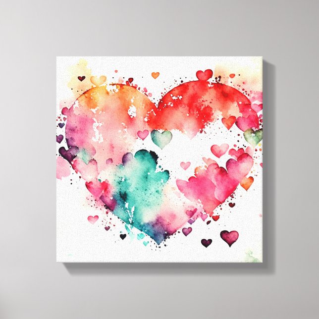 Watercolor Wash Heart # 5 Canvas Print (Front)