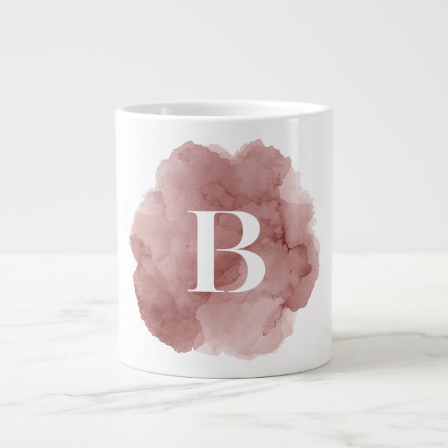 Watercolor Wash Monogram Personalized Initial Arti Large Coffee Mug (Front)