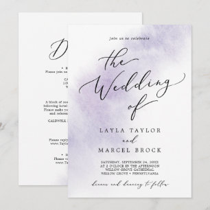 Watercolor Wash Purple All In One Wedding Invitation