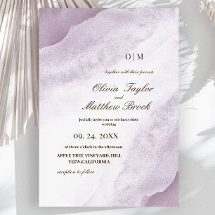 Watercolor Wash Purple Elegant Wedding Invitation