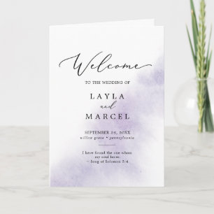 Watercolor Wash   Purple Folded Wedding Program