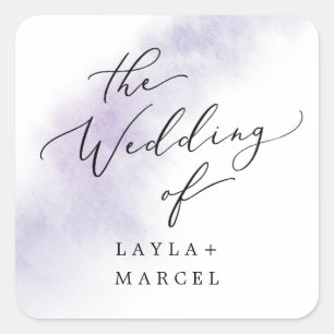 Watercolor Wash   Purple Wedding Envelope Seals