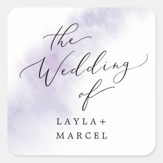 Watercolor Wash | Purple Wedding Envelope Seals (Front)