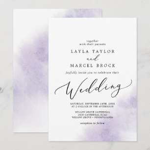 Watercolor Wash   Purple Wedding Invitation