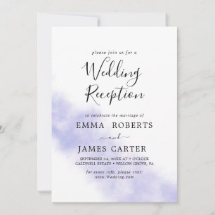 Watercolor Wash   Purple Wedding Reception  Invitation