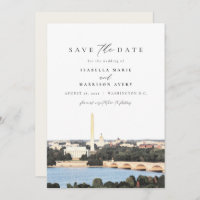 Watercolor Washington Monument DC Save the Date