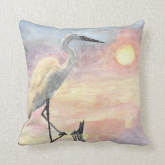 watercolor water crane pillow