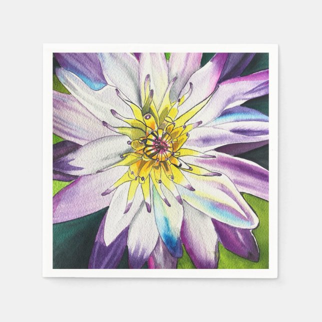 Watercolor water lilies fine art napkin (Front)