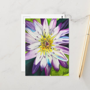 Watercolor water lilies fine art postcard