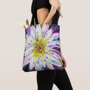 Watercolor water lily fine art tote bag