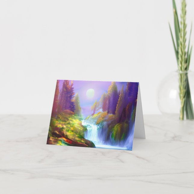 Watercolor waterfall customizable card (Front)