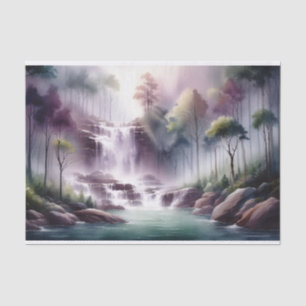 Watercolor Waterfall Purple and Green Decoupage Tissue Paper
