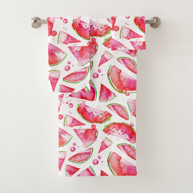 Watercolor Watermelon 1 Bath Towel Set (Insitu)