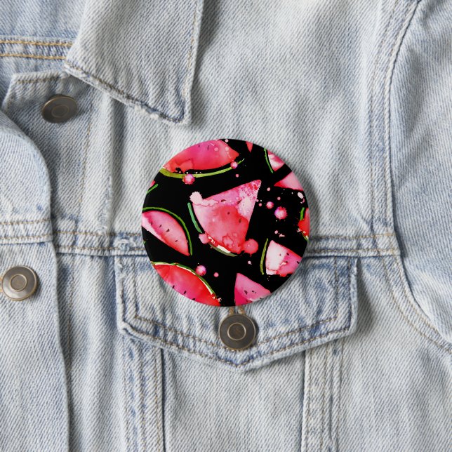 Watercolor Watermelon 2 3 Inch Round Button (In Situ)