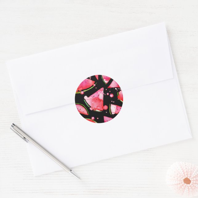 Watercolor Watermelon 2 Classic Round Sticker (Envelope)