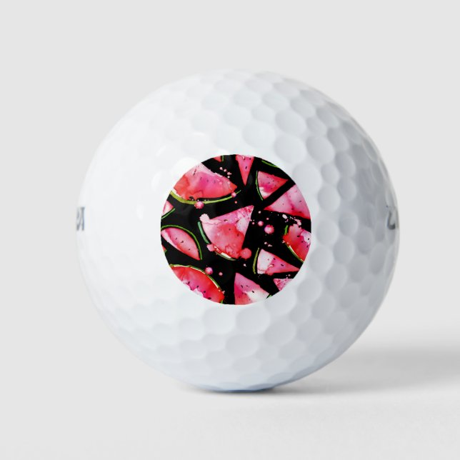 Watercolor Watermelon 2 Golf Balls (Front)