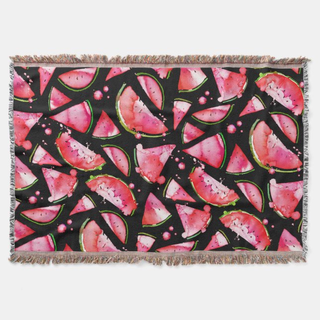 Watercolor Watermelon 2 Throw Blanket (Front)