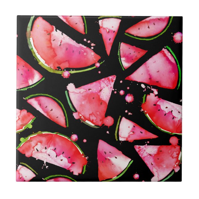 Watercolor Watermelon 2 Tile (Front)