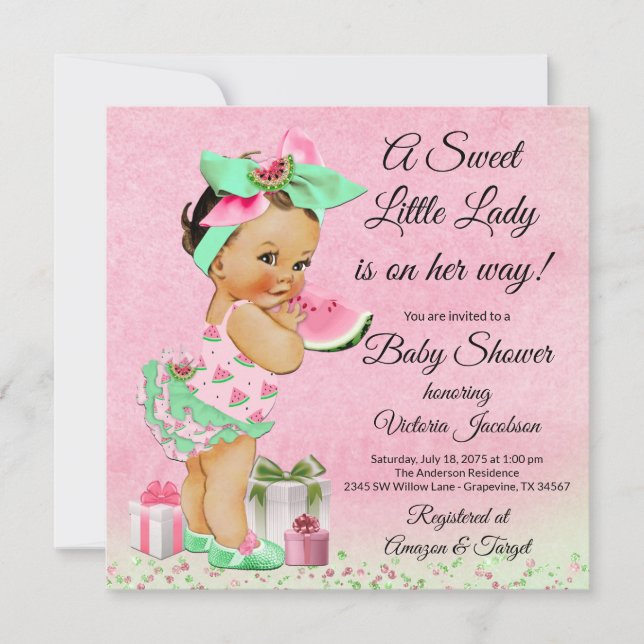 Watercolor Watermelon Baby Shower Invitation (Front)