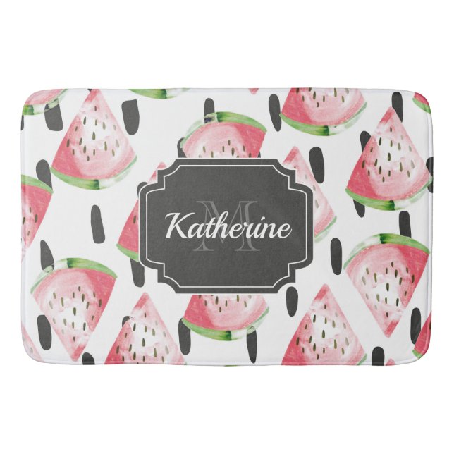 Watercolor Watermelon Bath Mat (Front)