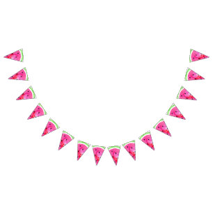 Watercolor Watermelon Bunting Flags